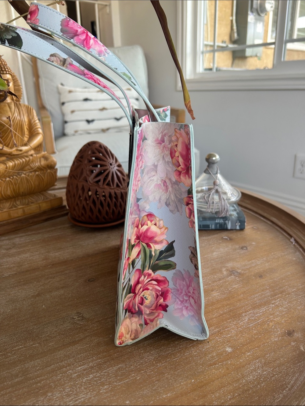 Ted Baker Floral Pink & Light Blue Tote Bag - Picture 3 of 9